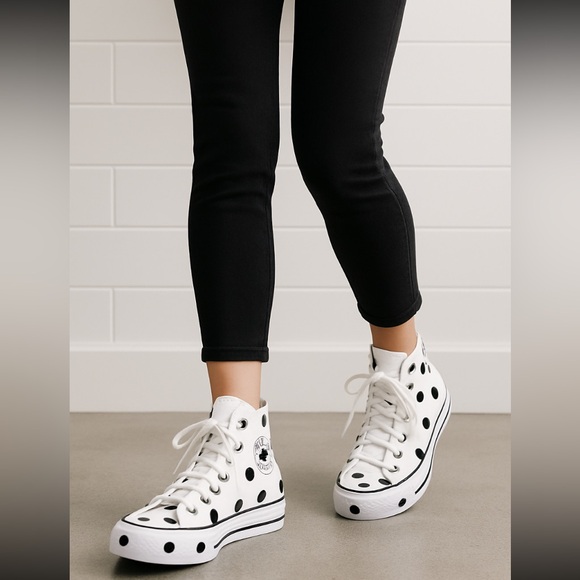 Converse Shoes - Converse White and Black Polka Dot Sneakers